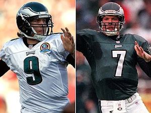 Competing Eagles Nick Foles and Jeff Garcia